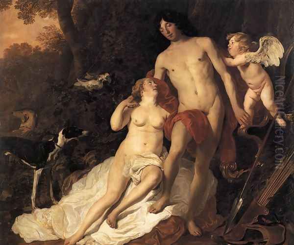 Venus and Adonis c. 1650 Oil Painting by Jacob Adriaensz Backer