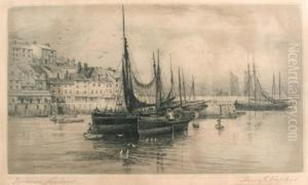 Brixham Harbour Oil Painting by Henry Jnr Alken