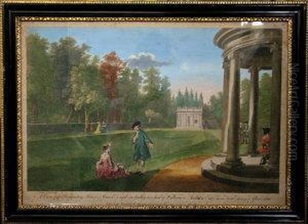 A View Of The Moon Pond And The Temple Of Piety At Studley Oil Painting by Anthony Walker