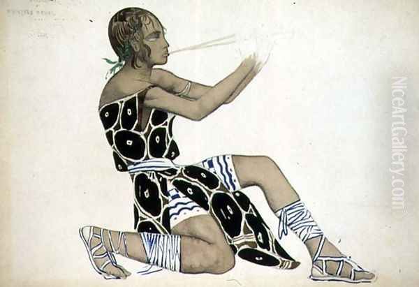 A Boetian Costume designed for Diaghilev's Ballets Russes, probably for 'Narcisse', 1911 Oil Painting by Leon Samoilovitch Bakst