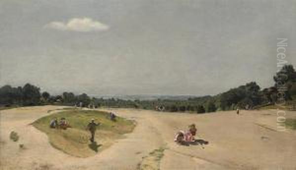 Cricket On Hampstead Heath Oil Painting by Charles Walker