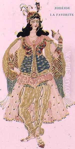 Zobeide, the favourite concubine and leader of the harem of Shariar, costume design for Diaghilev's production of the ballet 'Scheherazade', 1910 Oil Painting by Leon Samoilovitch Bakst