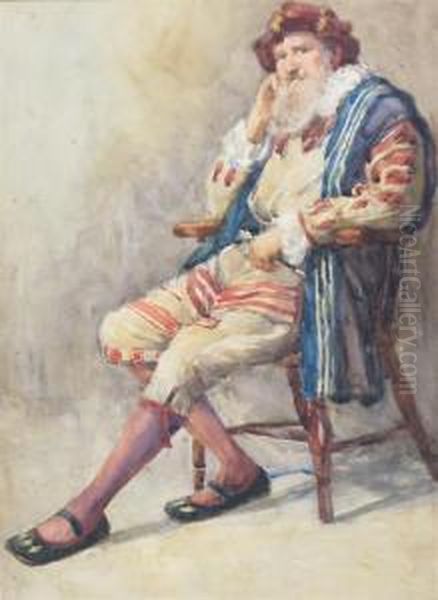 Studies Of A Man In 16th Century Dress Oil Painting by E.A. Walker