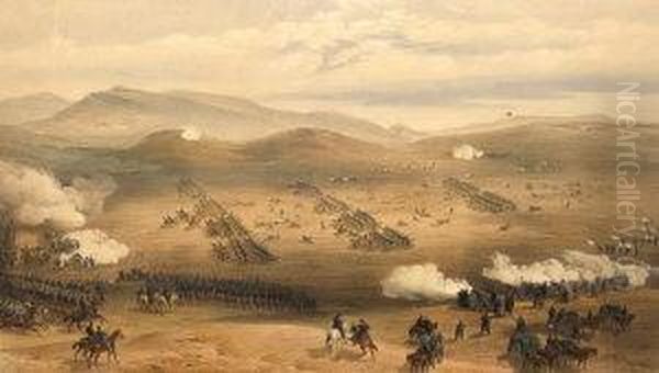 Charge Of The Light Cavalry Brigade Oil Painting by Edmund Walker