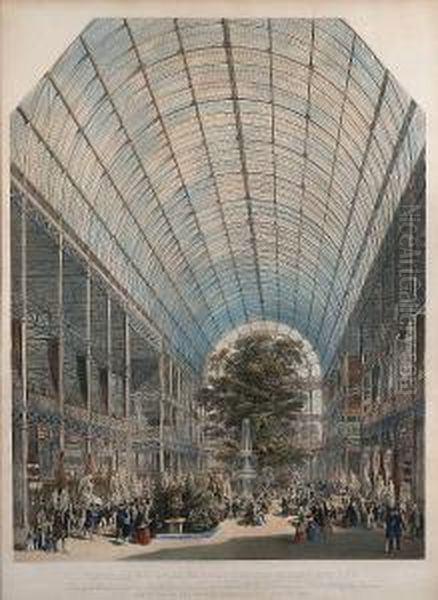 View Of The Transept Of The Great Exhibition Building, Hyde Park Oil Painting by Edmund Walker