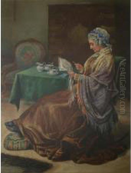 Teatime News Oil Painting by E.J. Walker