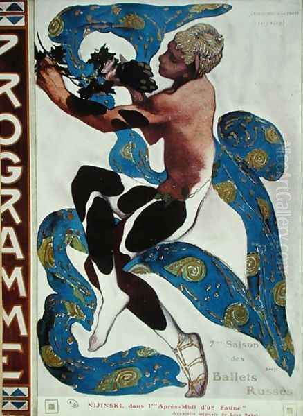 Nijinsky's Faun Costume in 'L'Apres Midi d'un Faune' by Claude Debussy Oil Painting by Leon Samoilovitch Bakst