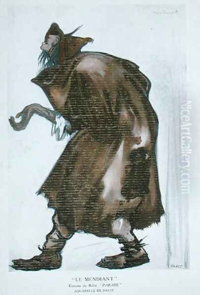 Costume design for the Beggar, for 'Parade' by Erik Satie (1866-1925) from the 'Ballets Russes' programme, 1917 Oil Painting by Leon Samoilovitch Bakst