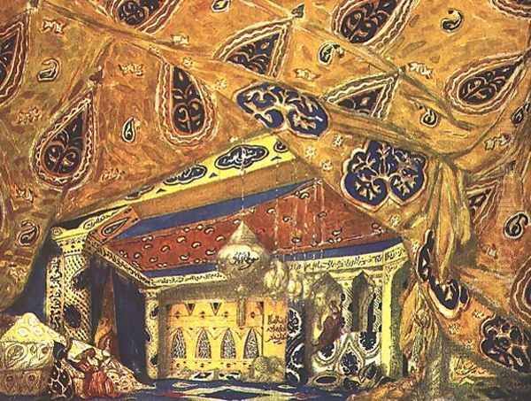 A Scheherazade Salon Oil Painting by Leon Samoilovitch Bakst