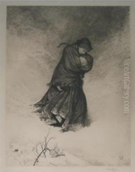 'the Lost Path', A Mother And Child In A Snowy Setting Oil Painting by Frederick Walker