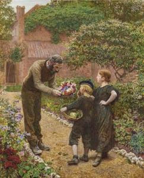 The Bouquet Oil Painting by Frederick Walker