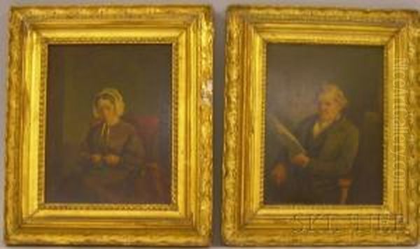 Portraits Of Mr. Israel Evans Herrick And Mrs. Martha Swan Oil Painting by Henry Walker Herrick