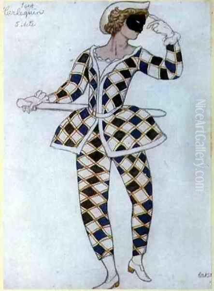 Costume design for Harlequin, from Sleeping Beauty, 1921 Oil Painting by Leon Samoilovitch Bakst