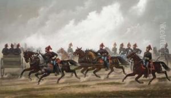 General Winfield Scott's Artillery Troops Oil Painting by James Walker