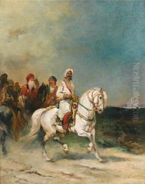 A Maharaja On A White Horse Oil Painting by James Alexander Walker