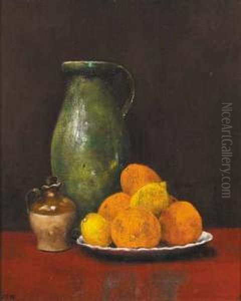 Green And Gold Oil Painting by John Crampton Walker