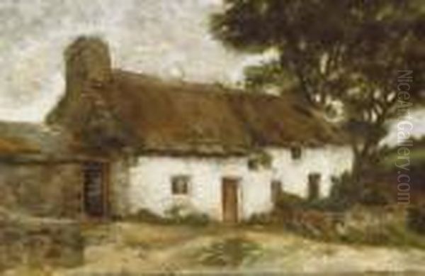 White Cottage Oil Painting by John Crampton Walker