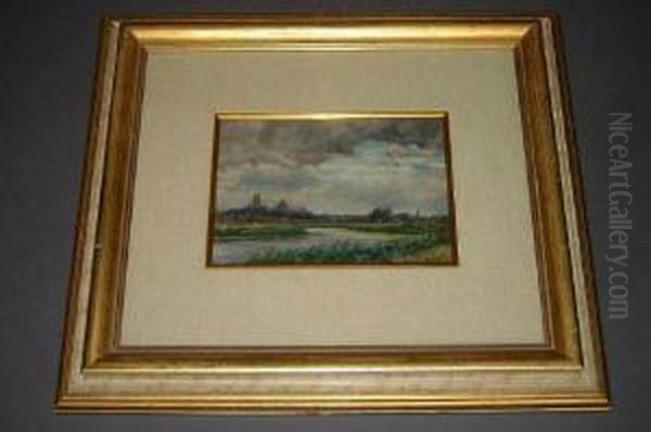 Ely Cathedral, Seen From Across The Fens Oil Painting by John Doddy Walker