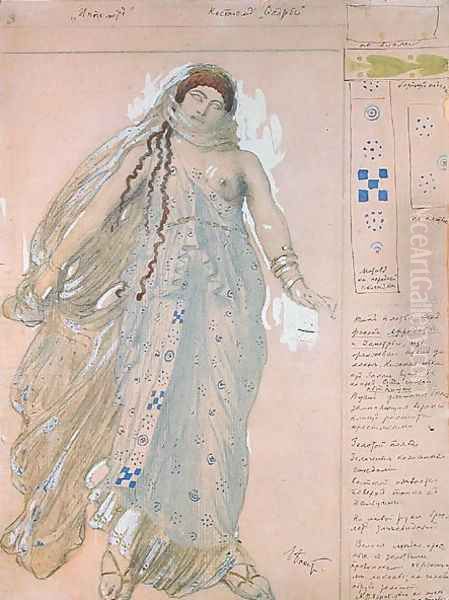 Phaedra, Costume design for the Euripides' drama 'Hippolytos', 1902 Oil Painting by Leon Samoilovitch Bakst