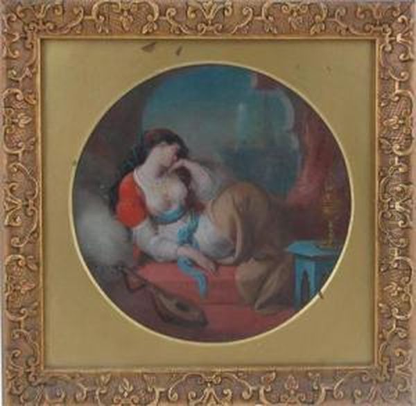 A Musical Odalisque Sleeping By A Window Oil Painting by John Eaton Walker