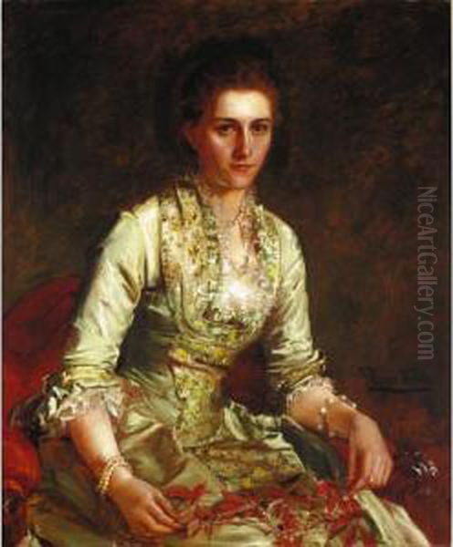 Portrait Of Edith Williams, Later Lady Boscawen Oil Painting by John Hanson Walker