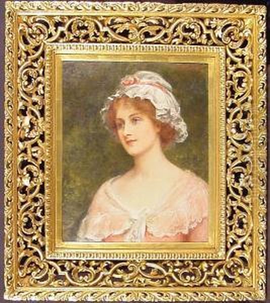 A Portrait Of A Girl With A Bonnet Oil Painting by John Hanson Walker