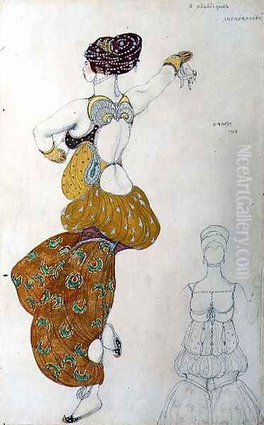 Costume design for one of the three odalisques for 'Scheherazade', 1910 Oil Painting by Leon Samoilovitch Bakst