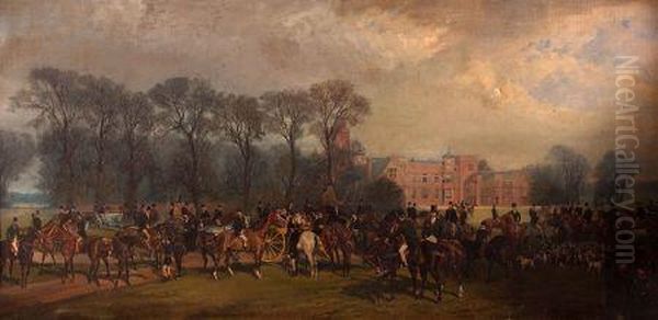 The Meet At Burton Constable Hall Oil Painting by Joseph Francis Walker