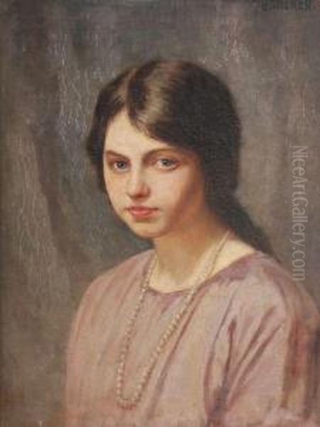 Portrait Of A Young Girl Oil Painting by Thomas Bond, Tom Walker