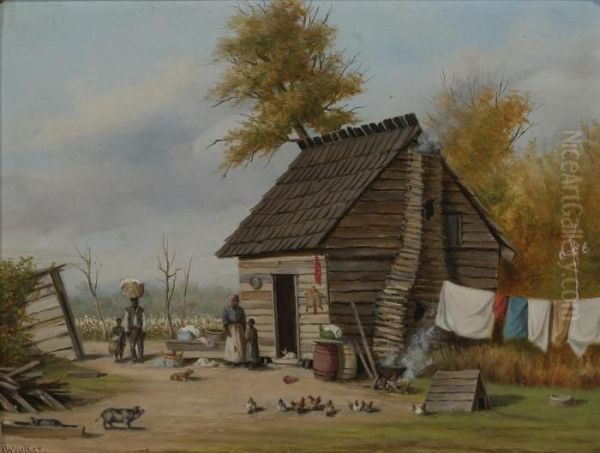 Outside The Cabin Oil Painting by William Aiken Walker