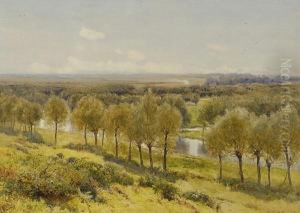 Willows And Watercourses On The Stort Oil Painting by William Eyre Walker