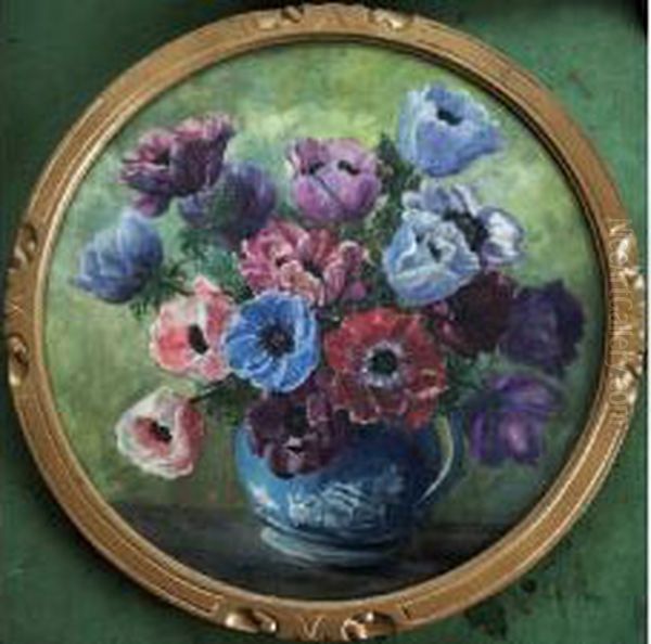 A Jug Of Anemones Oil Painting by Winifred Walker