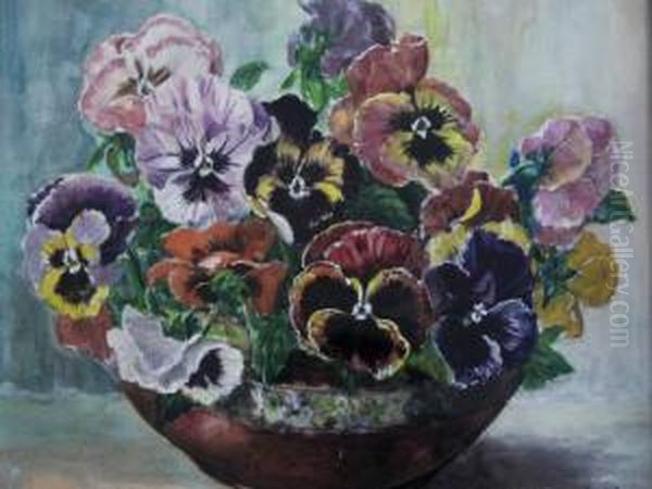 Pansies Oil Painting by Winifred Walker