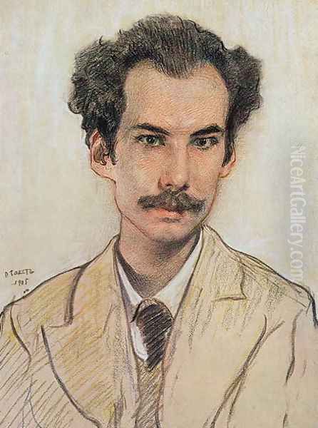 Portrait of Boris Nikolayevich Bugaev (1880-1934) pseudonym Andrey Bely, 1905 Oil Painting by Leon Samoilovitch Bakst