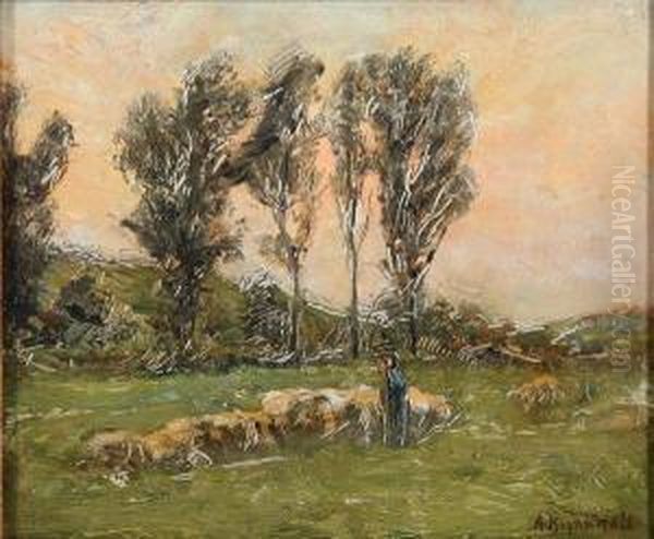 Tending The Sheep Oil Painting by Alfred Bryan Wall