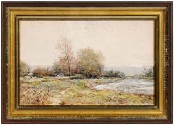 Rural Spring Landscape Oil Painting by Alfred S. Wall