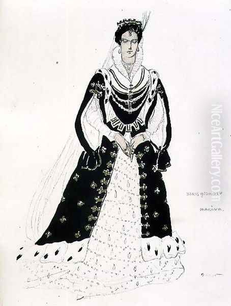 Costume Design for Marina in 'Boris Godunov' Oil Painting by Leon Samoilovitch Bakst