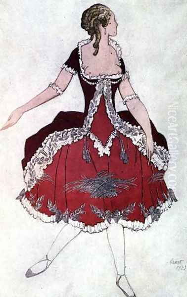 Costume design for The Princess Aurora, from Sleeping Beauty, 1921 Oil Painting by Leon Samoilovitch Bakst