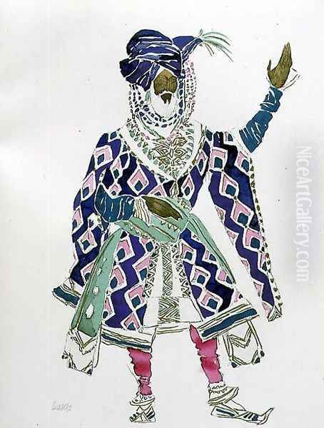 Costume Design for a Sultan Oil Painting by Leon Samoilovitch Bakst