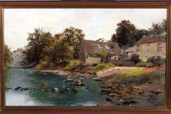 The Mill Stream At Ripley, Yorkshire Oil Painting by John Wallace