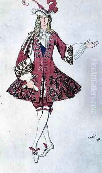 Costume for a page, in the style of Ludwig XIV, from Aladdin, 1916 Oil Painting by Leon Samoilovitch Bakst