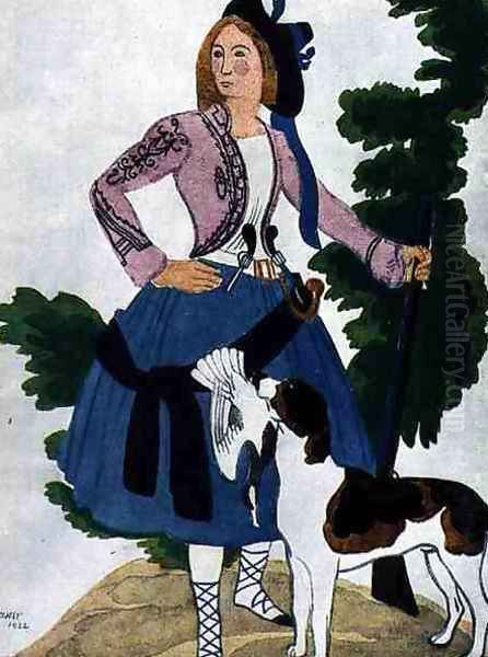 Costume design for The Huntress, 1922 Oil Painting by Leon Samoilovitch Bakst