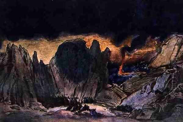 Scenery design from Phedre, 1917 Oil Painting by Leon Samoilovitch Bakst