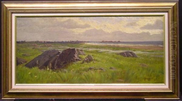 Rocks And Coastline Oil Painting by Frank Waller