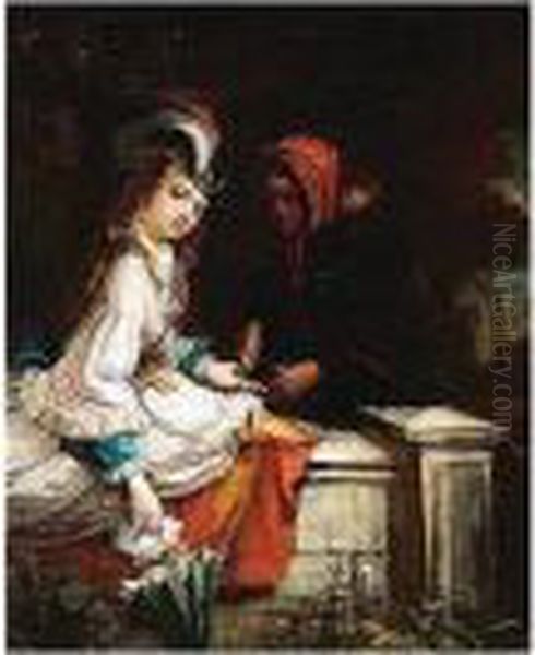 The Fortune Teller, Heightened Signature And Date 1874 Oil Painting by Richard Waller