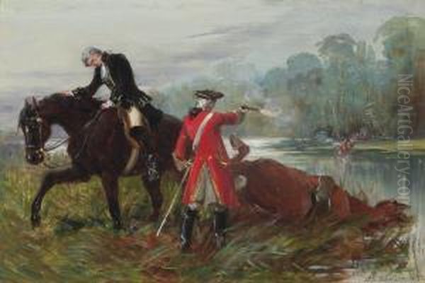 After Culloden Signed And Dated 's. E. Waller. 1890.' Oil On Canvas Board 6Â¾ X 10 In Oil Painting by Samuel Edmund Waller