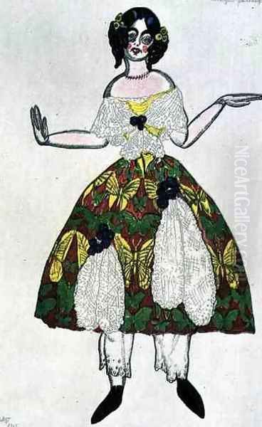 Costume for a female puppet, from La Boutique Fantastique, 1917 Oil Painting by Leon Samoilovitch Bakst