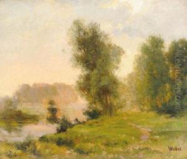 Les Quatre Heures Du Jour : Coucher De Soleil Oil Painting by Albert Charles Wallet