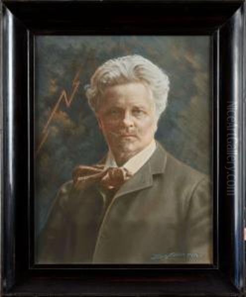 Frans Portratt Av Auguststrindberg Oil Painting by Frants August Wallin