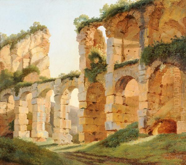 Vue D'un Aqueduc Oil Painting by George Augustus Wallis